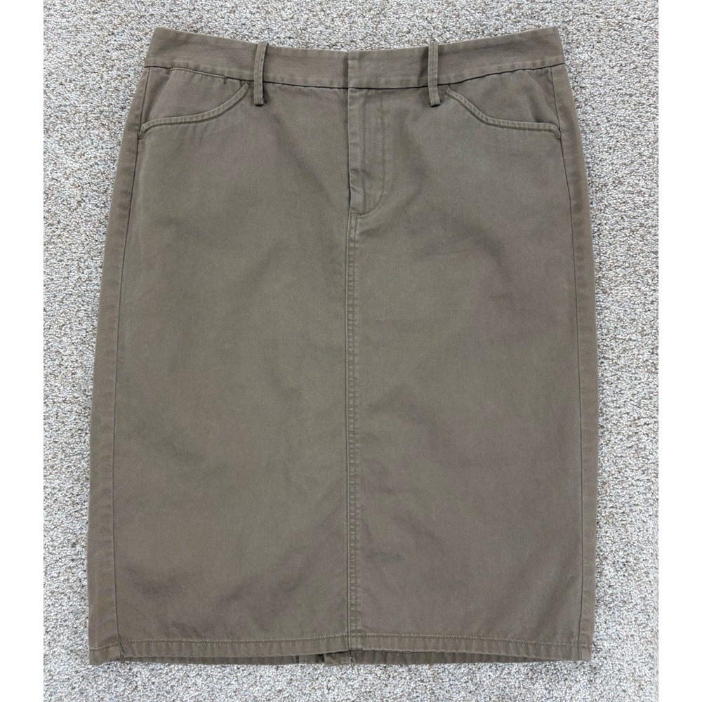 LRL Ralph Lauren Jeans Co. Olive Pencil Skirt Women's 8‎ Green Canvas Back Slit